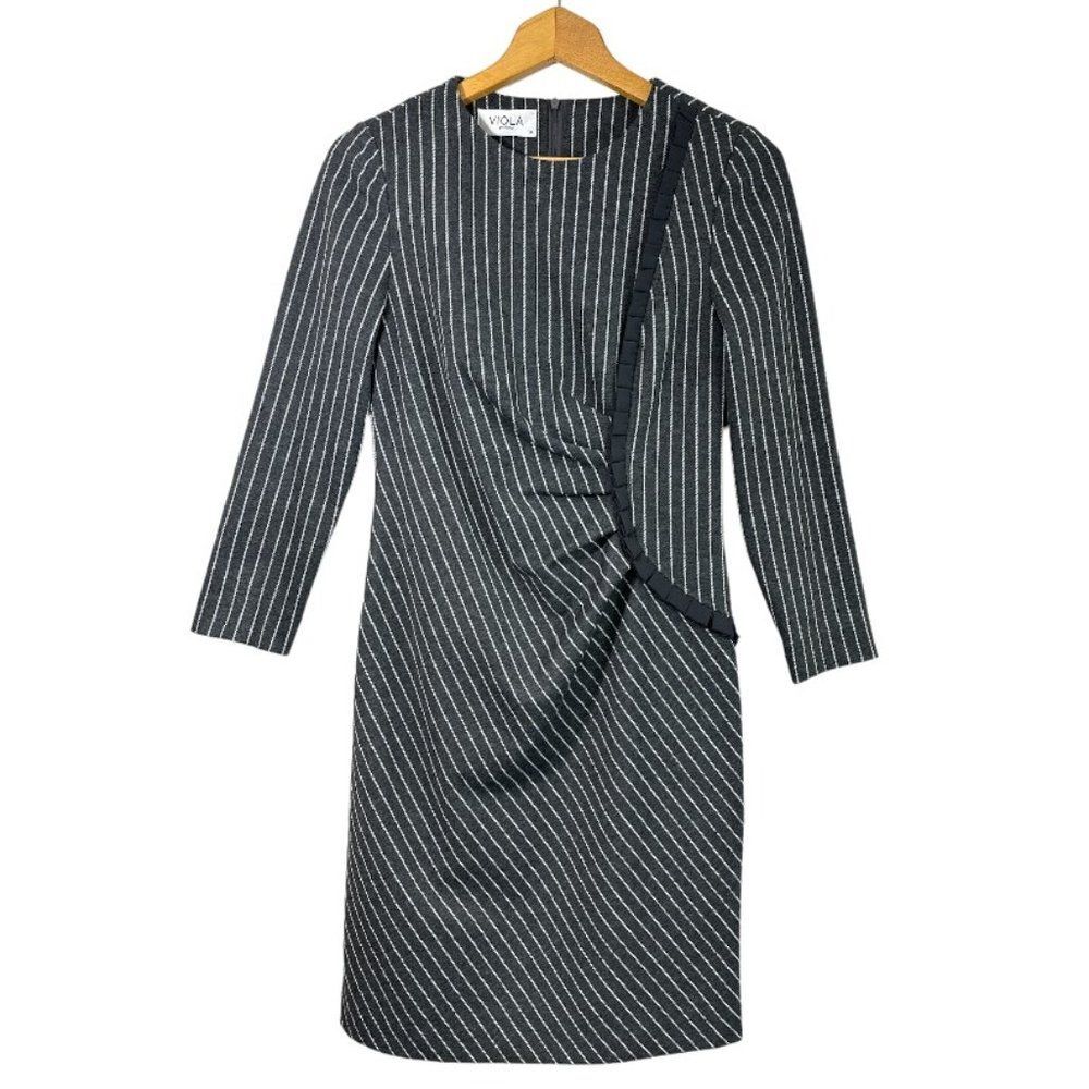 VIOLA Per Donna Dress Gray Pinstripe Long Sleeve Women's size 38/Medium